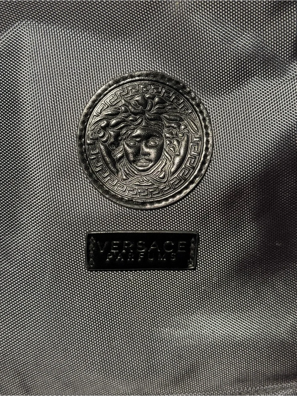 Versace Parfums Gray Medusa Nylon Backpack